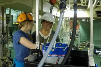 Jenny and Luz on the MERC barge