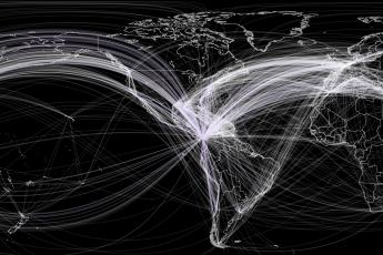 A diagram of port-to-port connectivity of ship traffic passing through the Panama Canal.