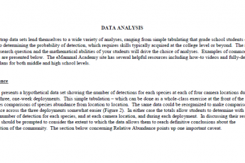 Data analysis of camera trap images