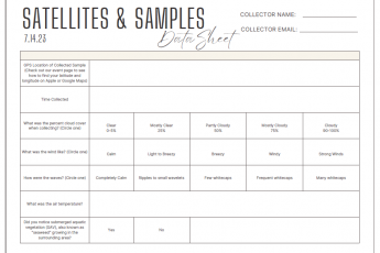 Satellites and Samples data sheet screenshot