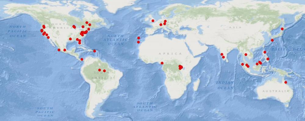 Global Map of LIDAR sites