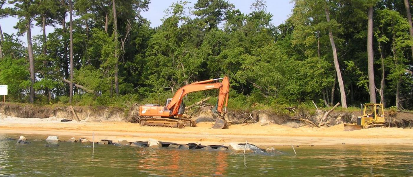 Construction of the Chester Point Living Shoreline 