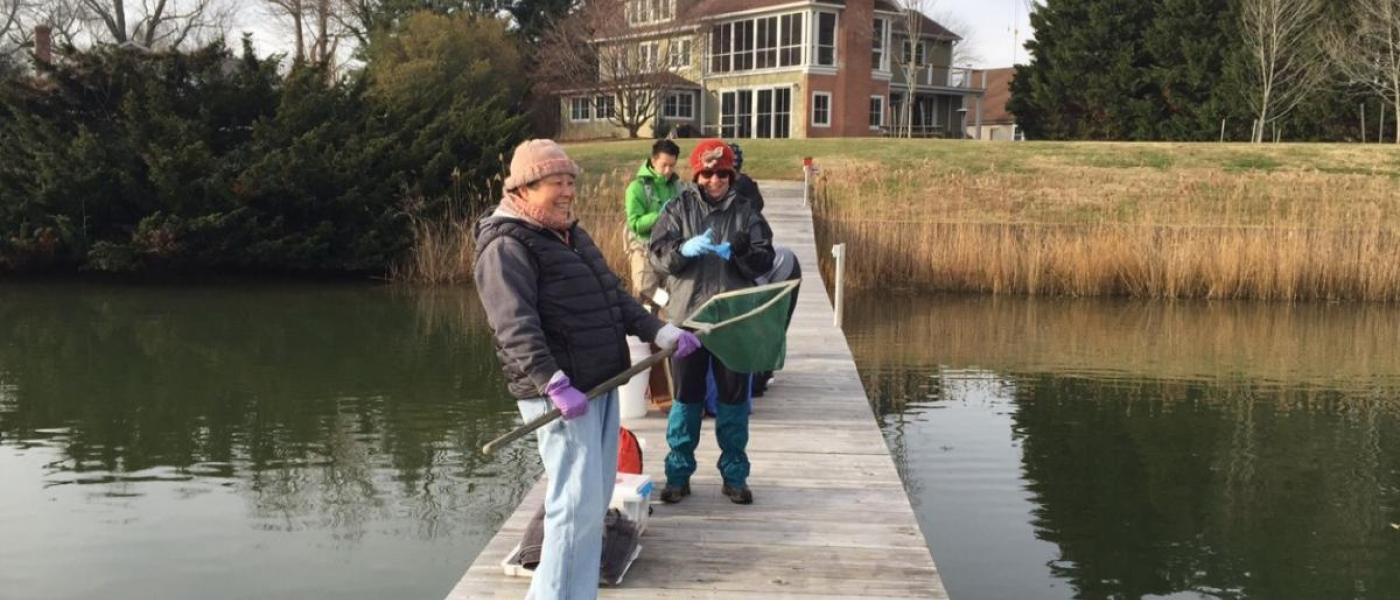 volunteers on dock