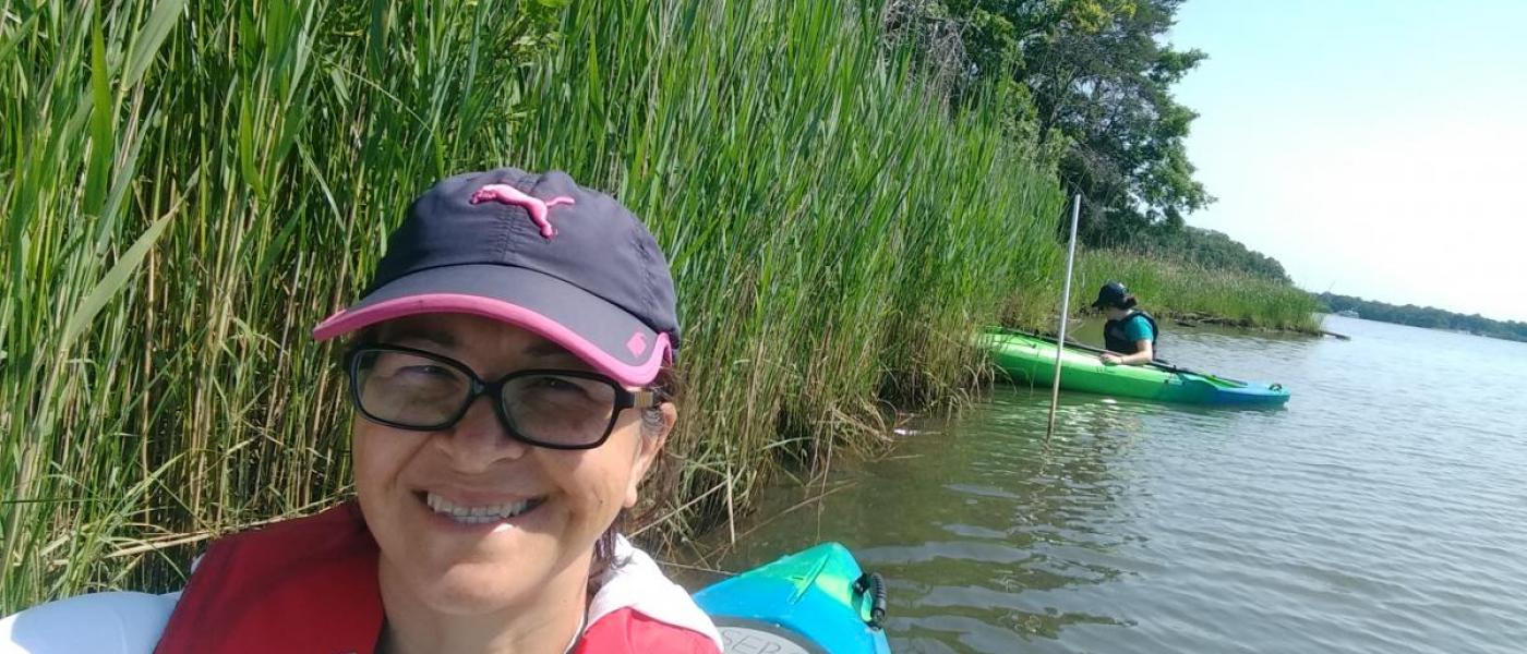 Sampling marsh habitat via kayak