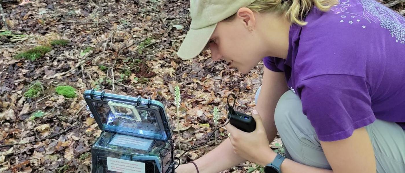 An intern adjusting a camera