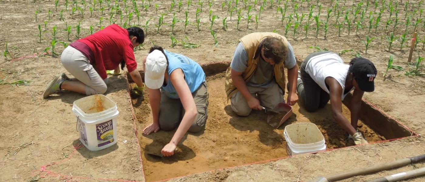 Archaeology citizen scientists dig in agricultural field site