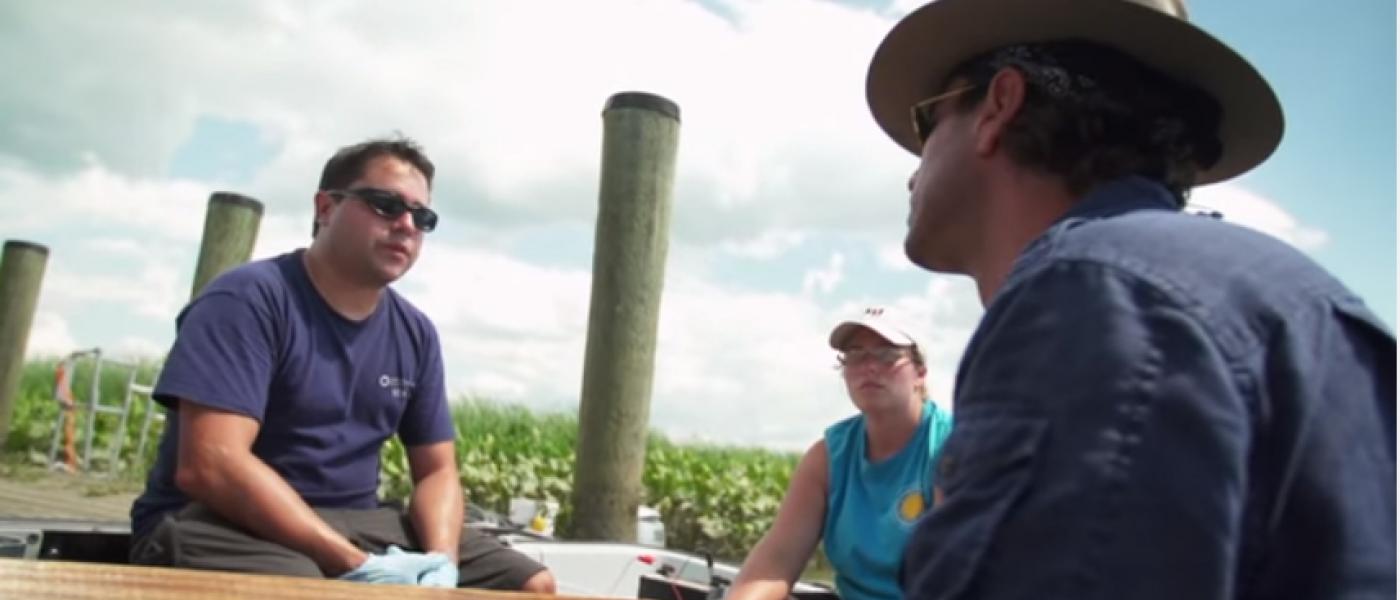 Rob Aguilar and Josh Bernstein on boat