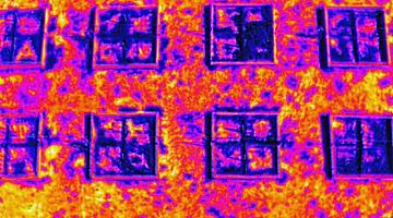 thermal image of experimental garden from a drone