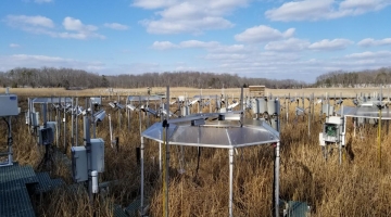 Open-top experimental chambers on wetland