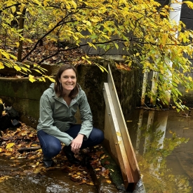 Rebecca at one of the SERC weirs